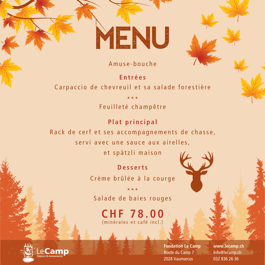 Repas chasse Menu